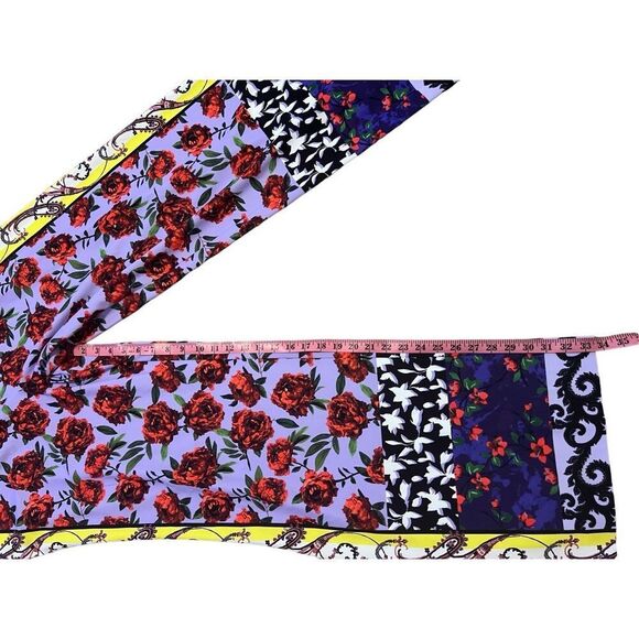 Alice + Olivia Stacey Bennet Multicolor Rose Print Mix Pattern Wide Leg Pants XL - Picture 8 of 11